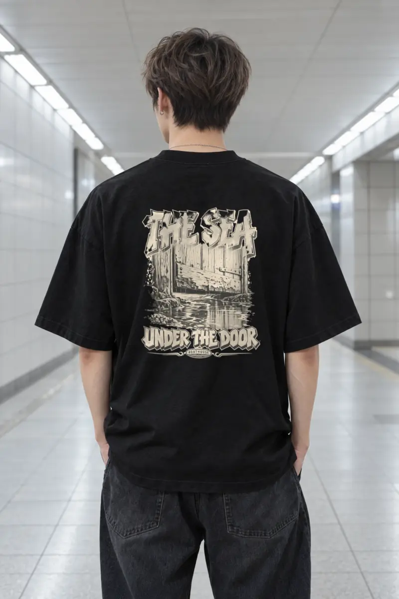 "The Sea Under the Door" Men's Oversized Heavyweight Crewneck T-Shirt