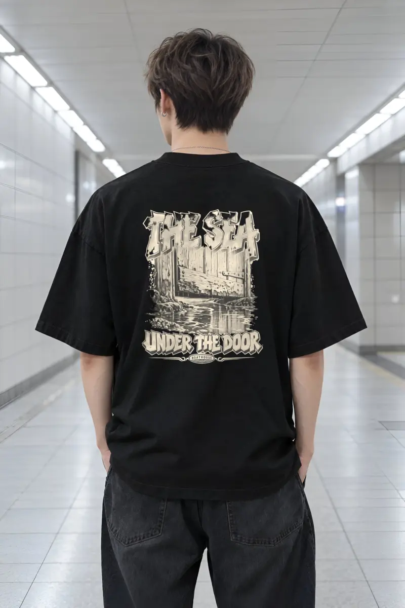 "The Sea Under the Door" Men's Oversized Heavyweight Crewneck T-Shirt