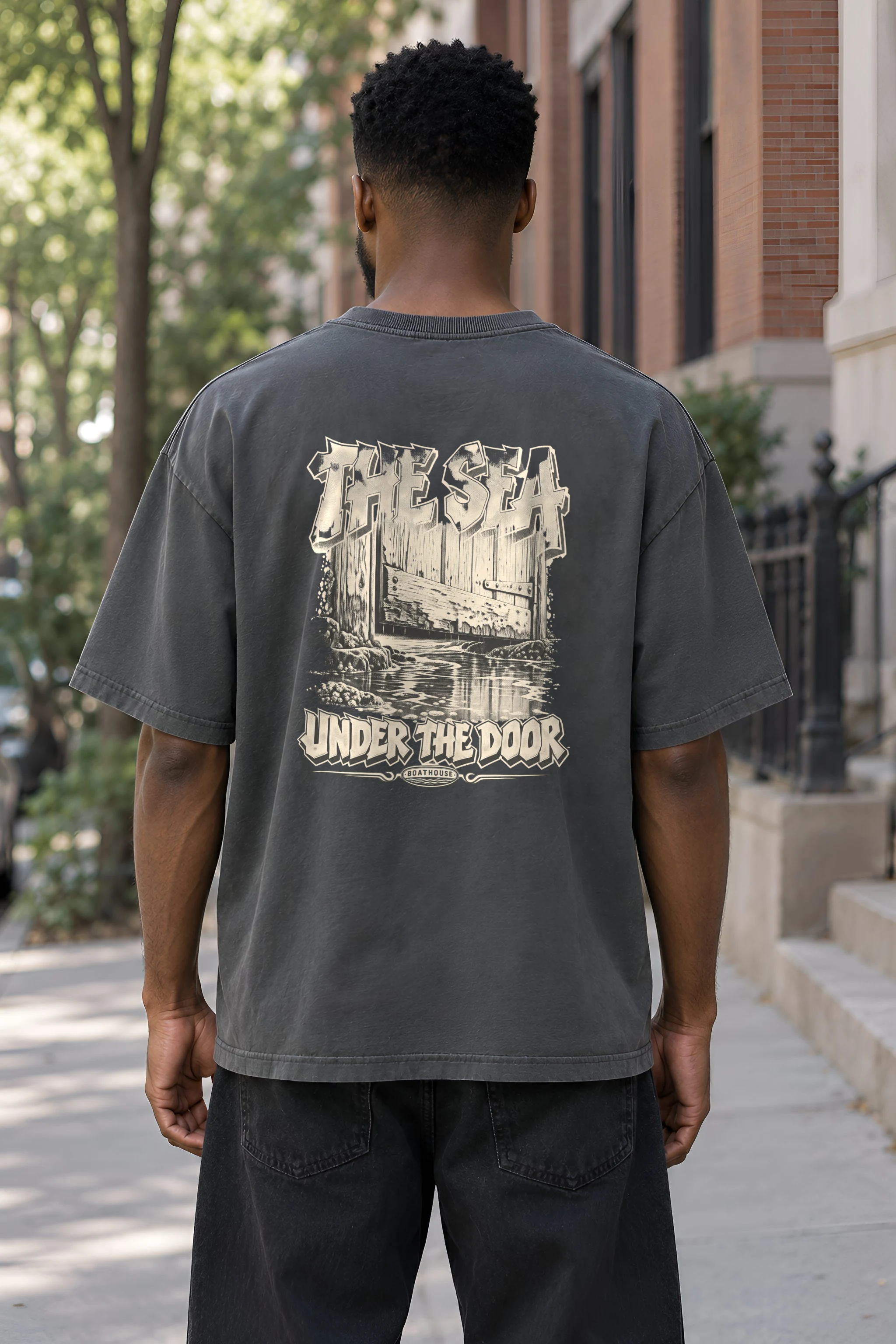"The Sea Under the Door" Unisex Oversized Heavyweight Crewneck T-Shirt