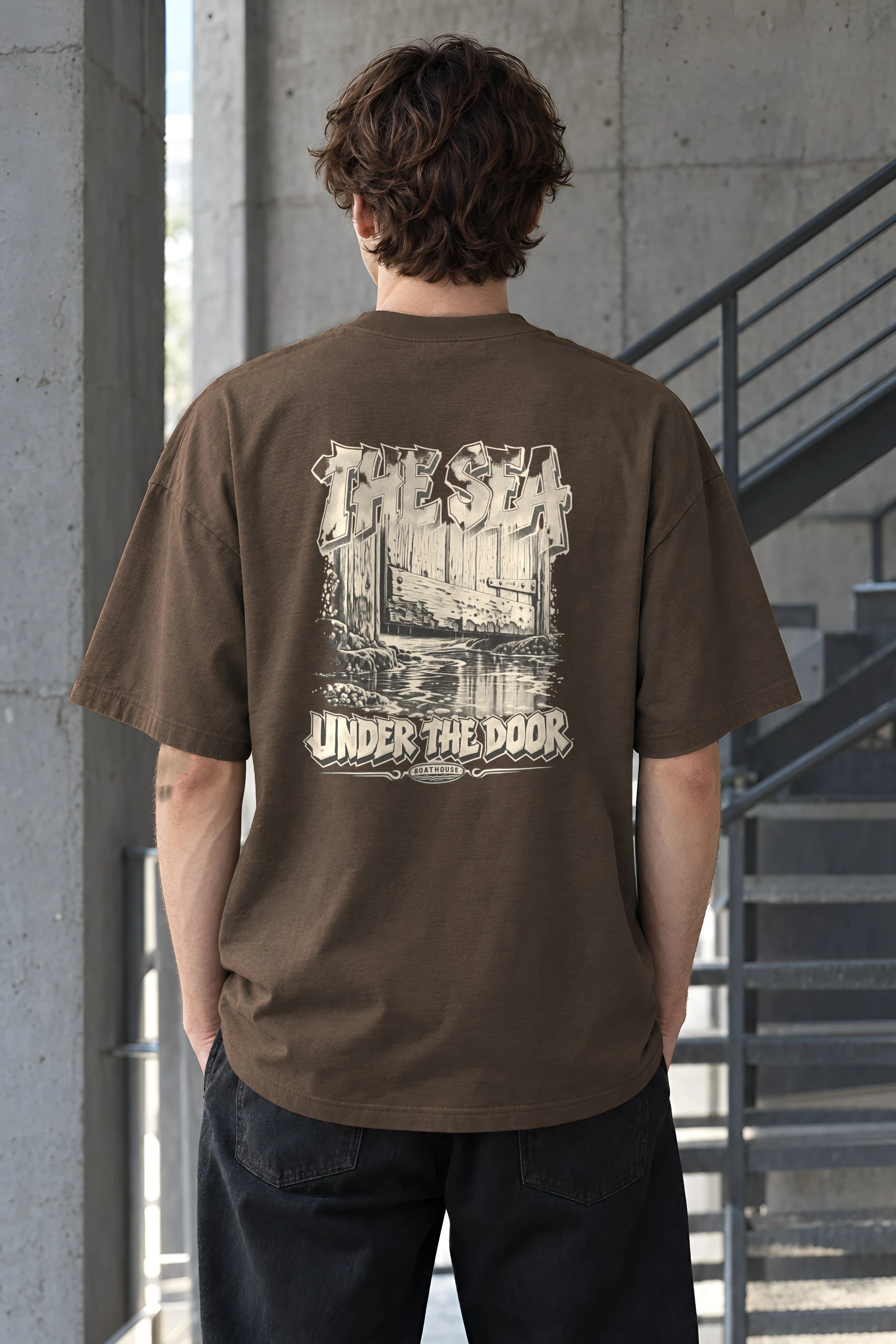 "The Sea Under the Door" Unisex Oversized Heavyweight Crewneck T-Shirt