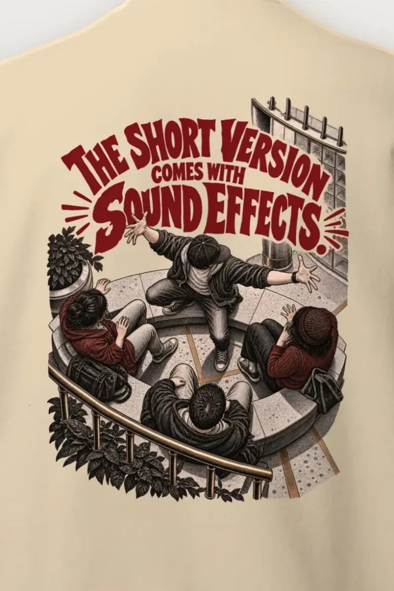 "The Short Version Comes With Sound Effects" Heavy Blend Unisex Crewneck Sweatshirt - the graphic up close