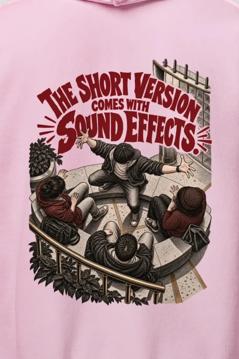 "The Short Version Comes With Sound Effects" Heavy Blend Unisex Pullover Hoodie - the graphic up close