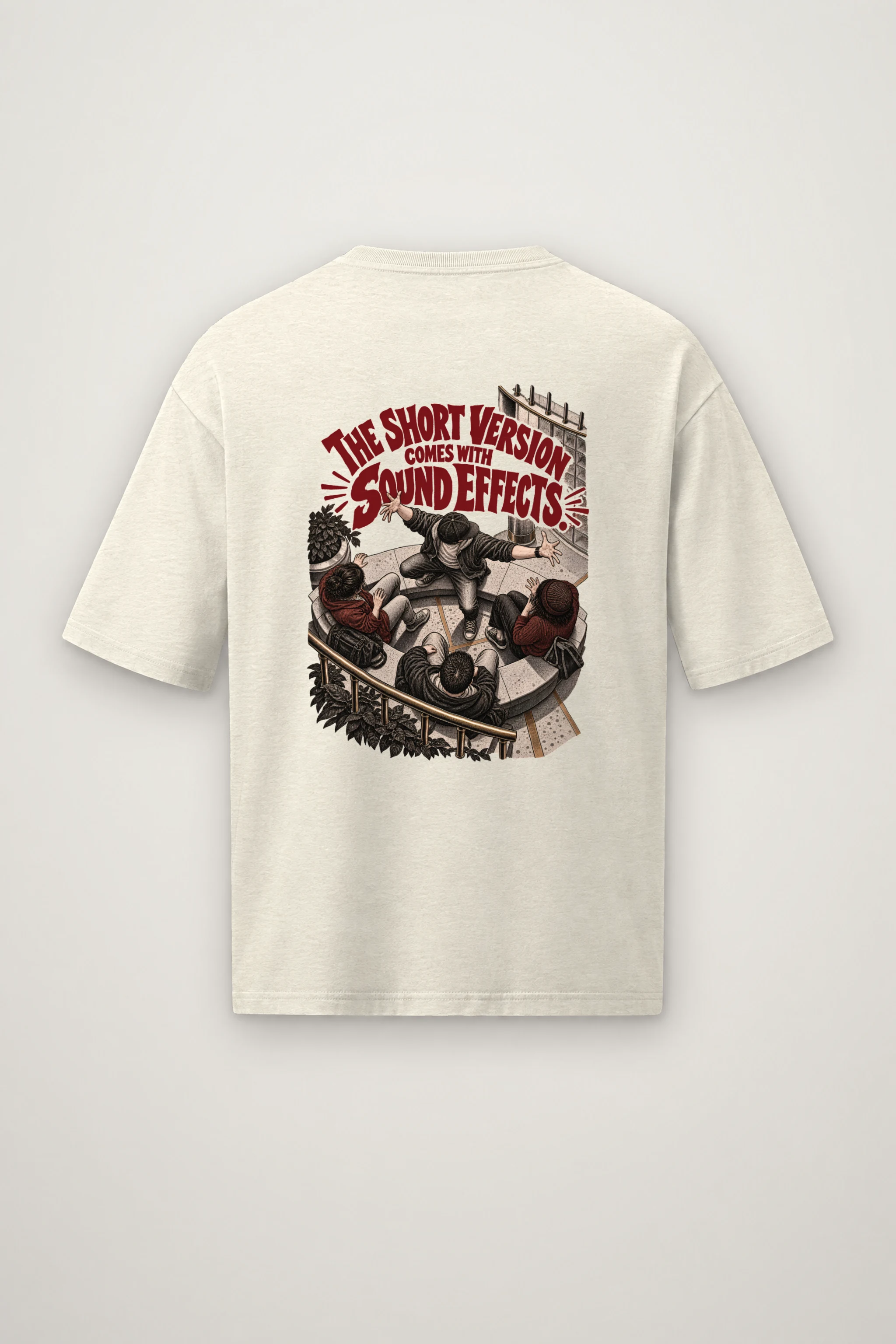 "The Short Version Comes With Sound Effects" Men's Oversized Heavyweight Crewneck T-Shirt