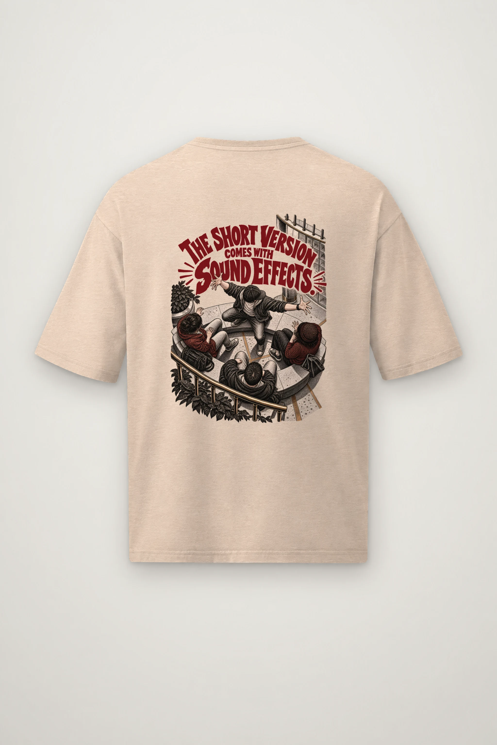 "The Short Version Comes With Sound Effects" Men's Oversized Heavyweight Crewneck T-Shirt