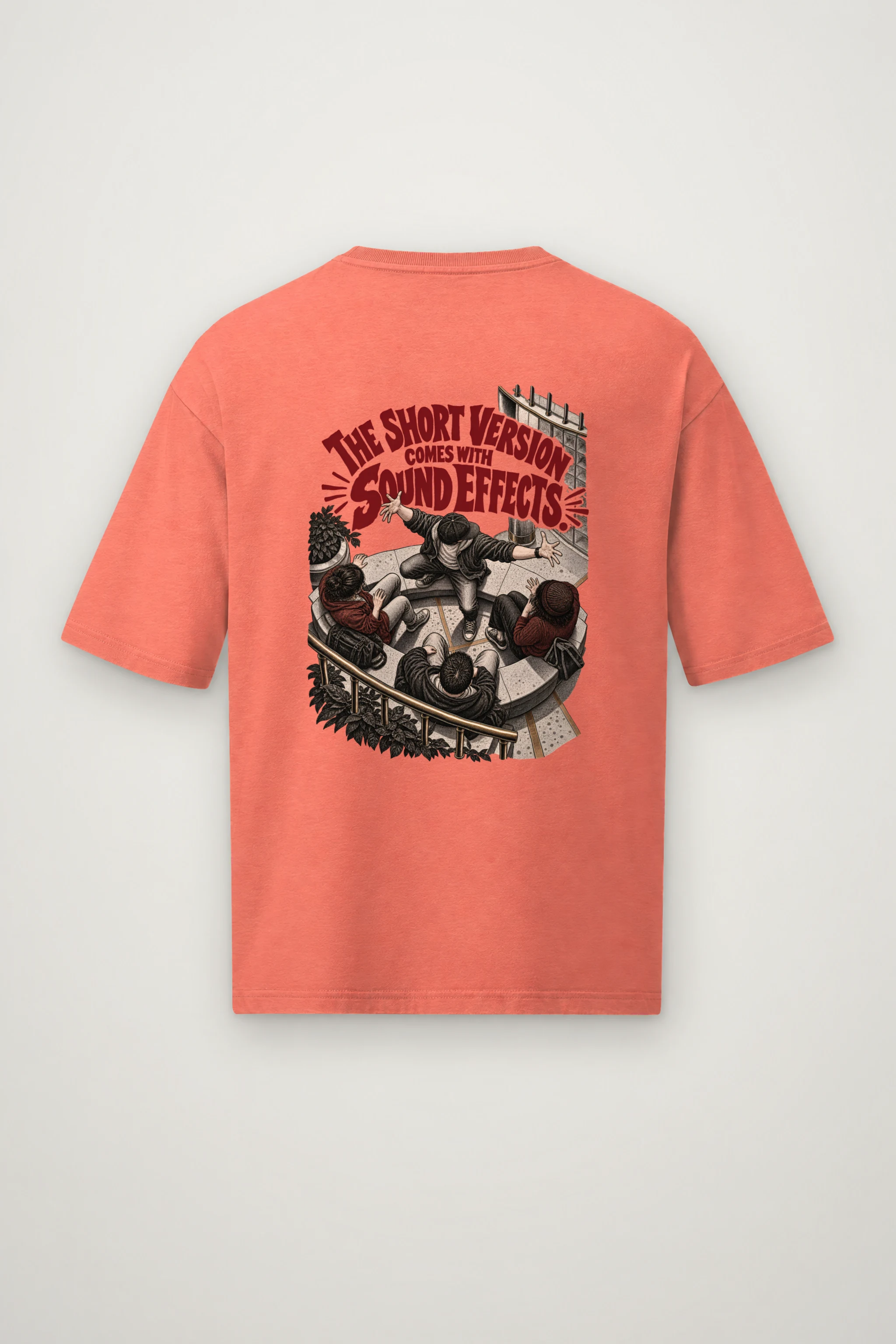 "The Short Version Comes With Sound Effects" Men's Oversized Heavyweight Crewneck T-Shirt