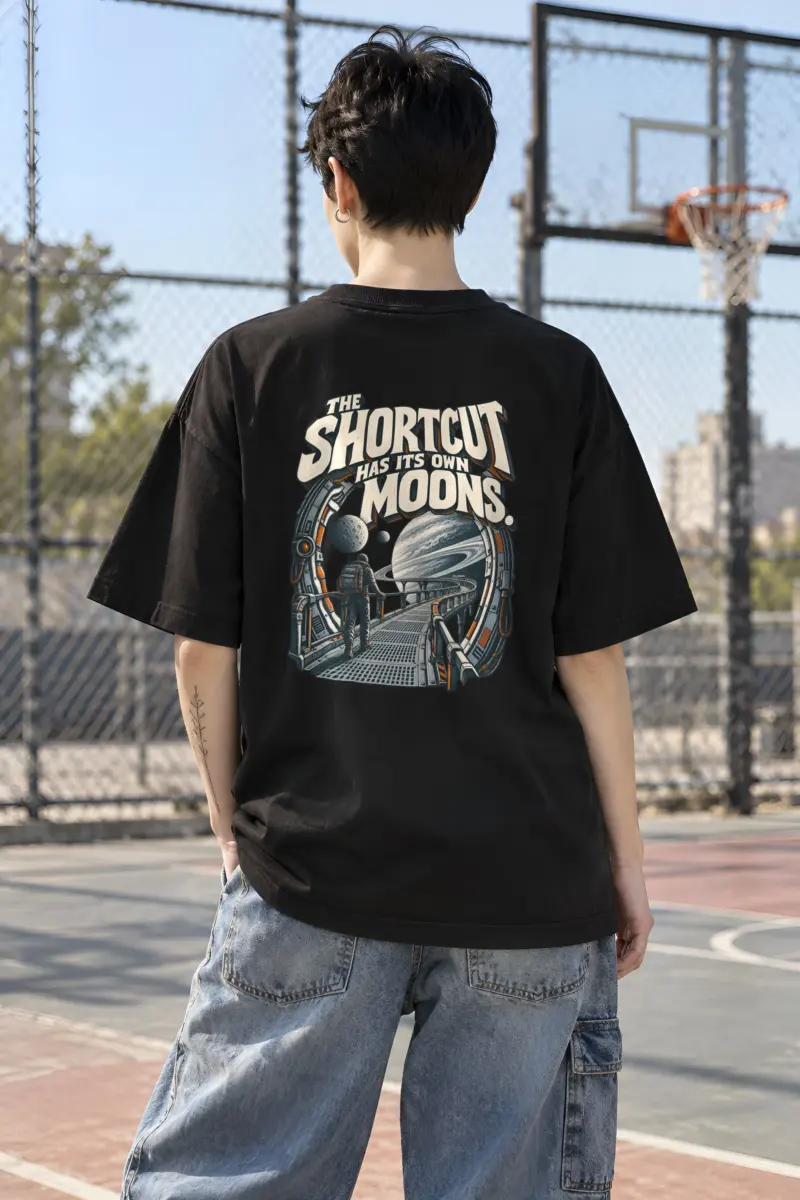 "The Shortcut Has Its Own Moons" Unisex Oversized Heavyweight Crewneck T-Shirt