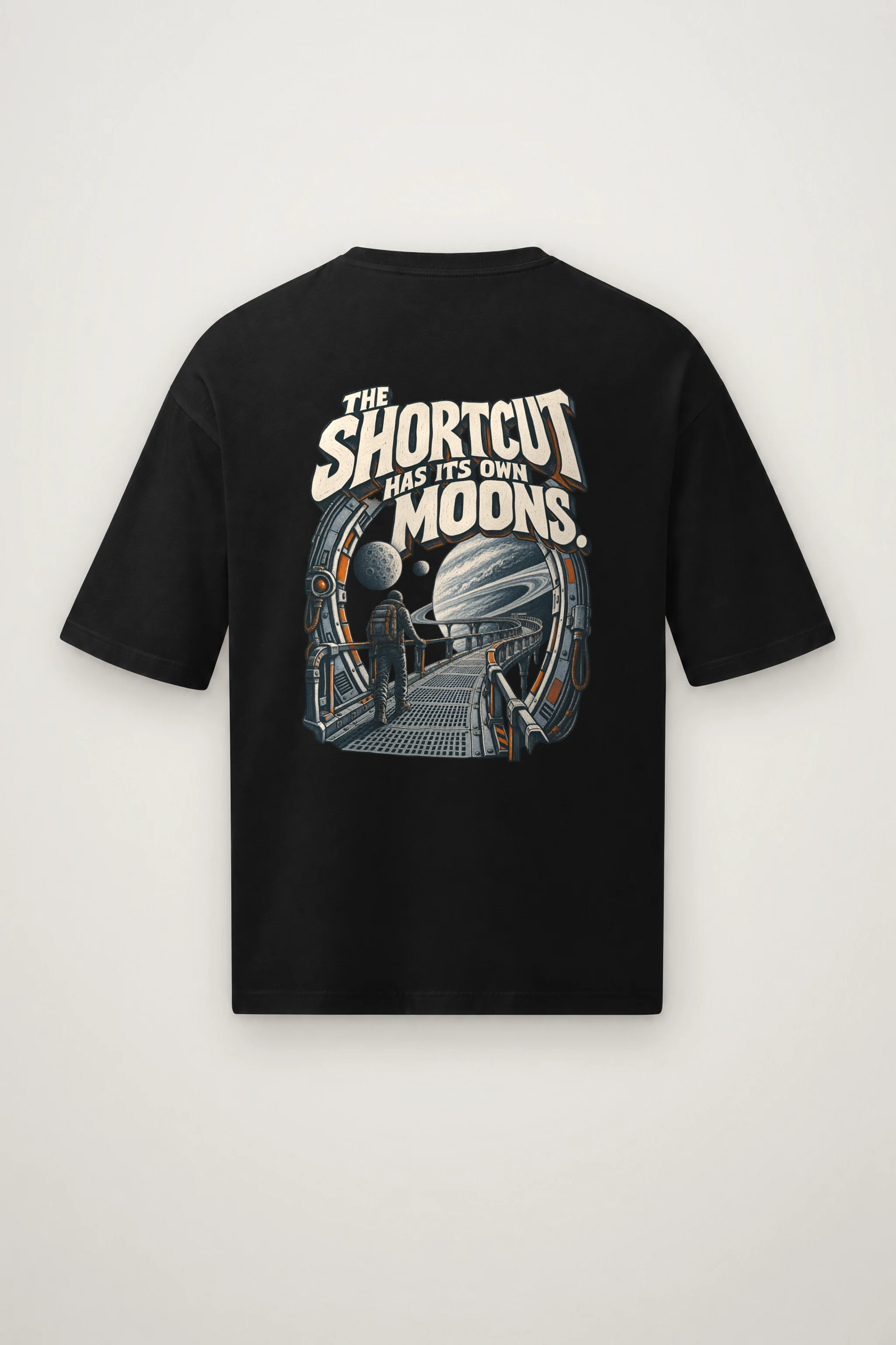 "The Shortcut Has Its Own Moons" Men's Oversized Heavyweight Crewneck T-Shirt