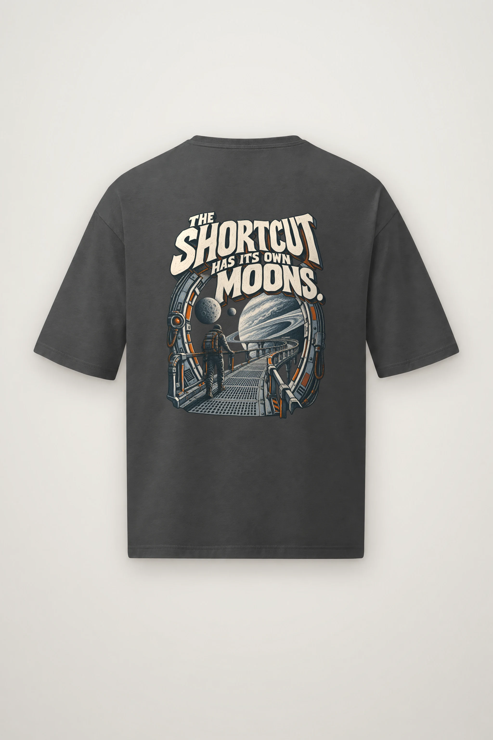 "The Shortcut Has Its Own Moons" Men's Oversized Heavyweight Crewneck T-Shirt