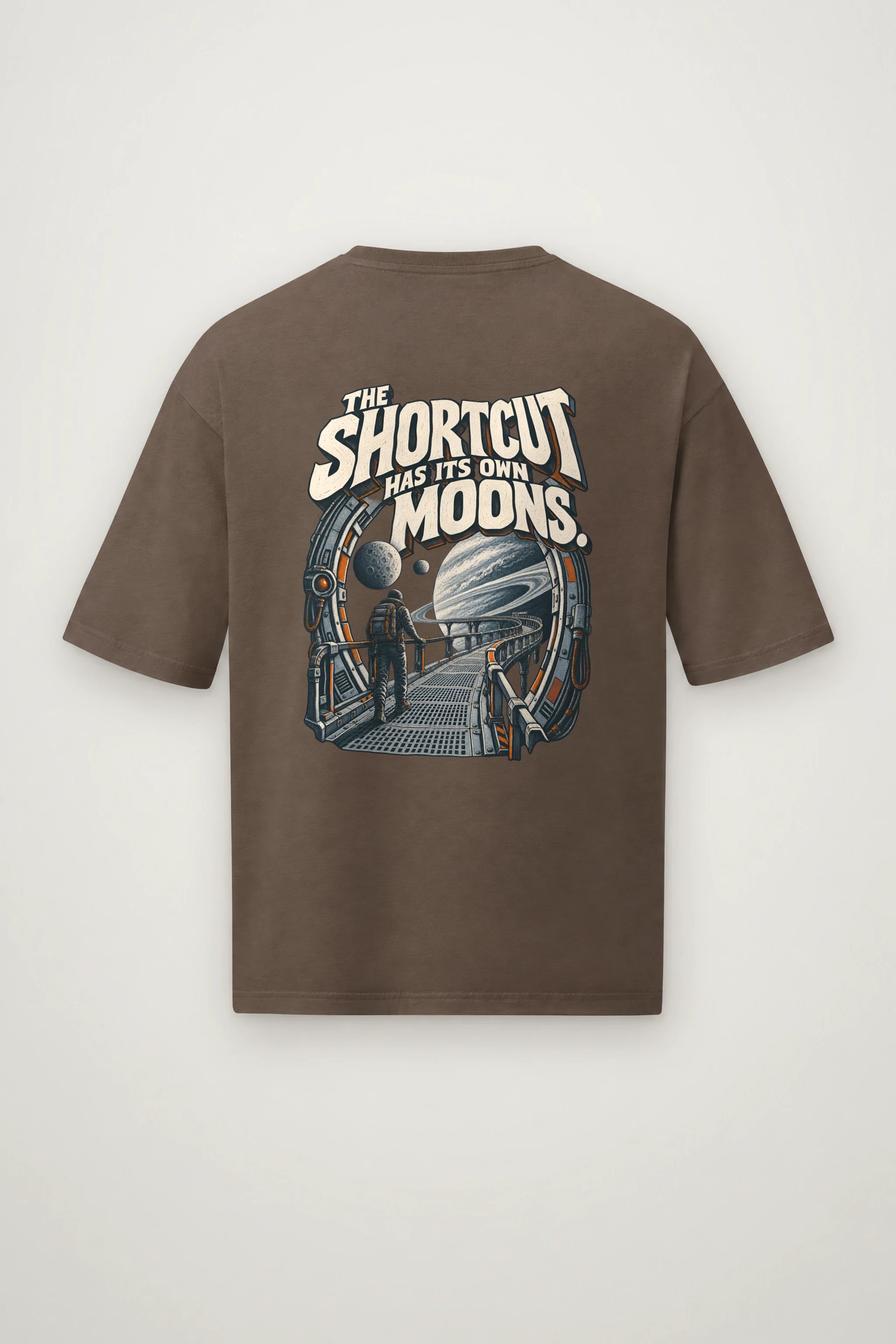 "The Shortcut Has Its Own Moons" Men's Oversized Heavyweight Crewneck T-Shirt