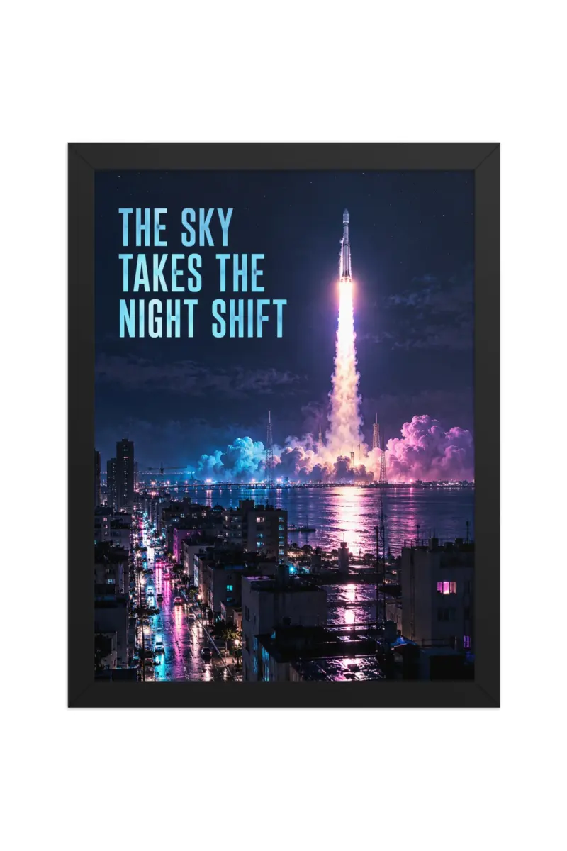 “The Sky Takes the Night Shift” Premium Wooden Framed Poster