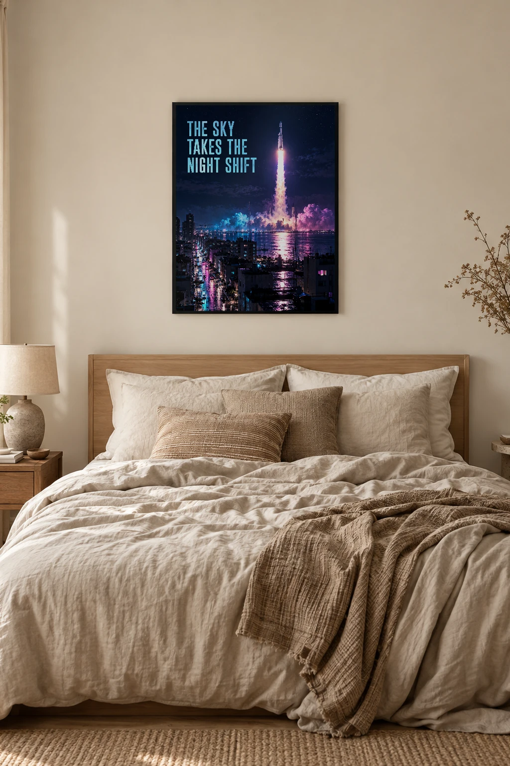 "The Sky Takes the Night Shift" Premium Wooden Framed Poster