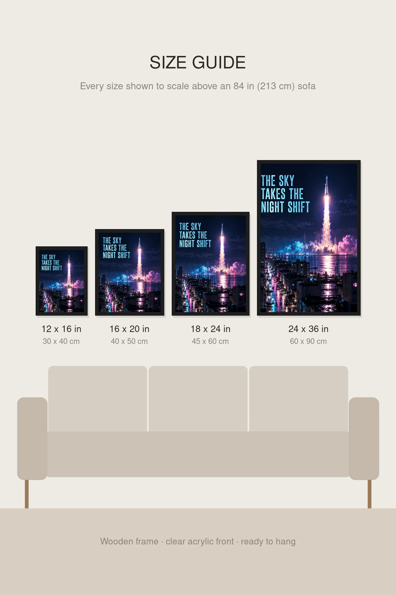 "The Sky Takes the Night Shift" Premium Wooden Framed Poster