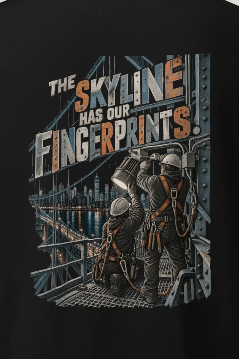 "The Skyline Has Our Fingerprints" Heavyweight Unisex Crewneck T-shirt - the graphic up close