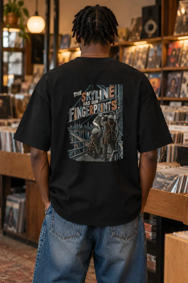 "The Skyline Has Our Fingerprints" Unisex Oversized Heavyweight Crewneck T-Shirt