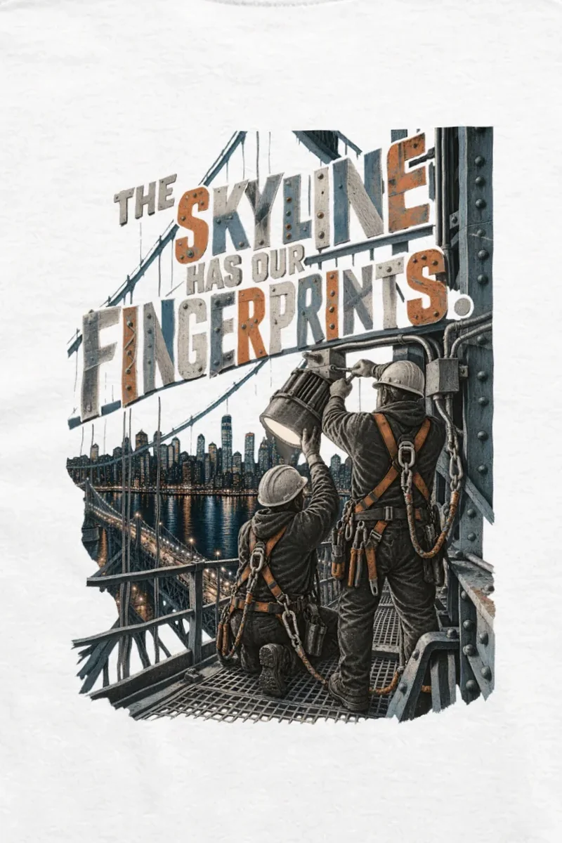 "The Skyline Has Our Fingerprints" Unisex Longsleeve T-shirt - the graphic up close