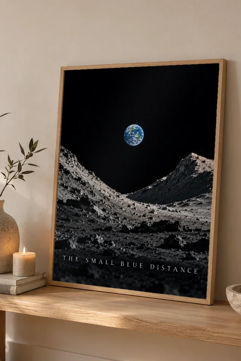"The Small Blue Distance" Premium Wooden Framed Poster - the graphic up close