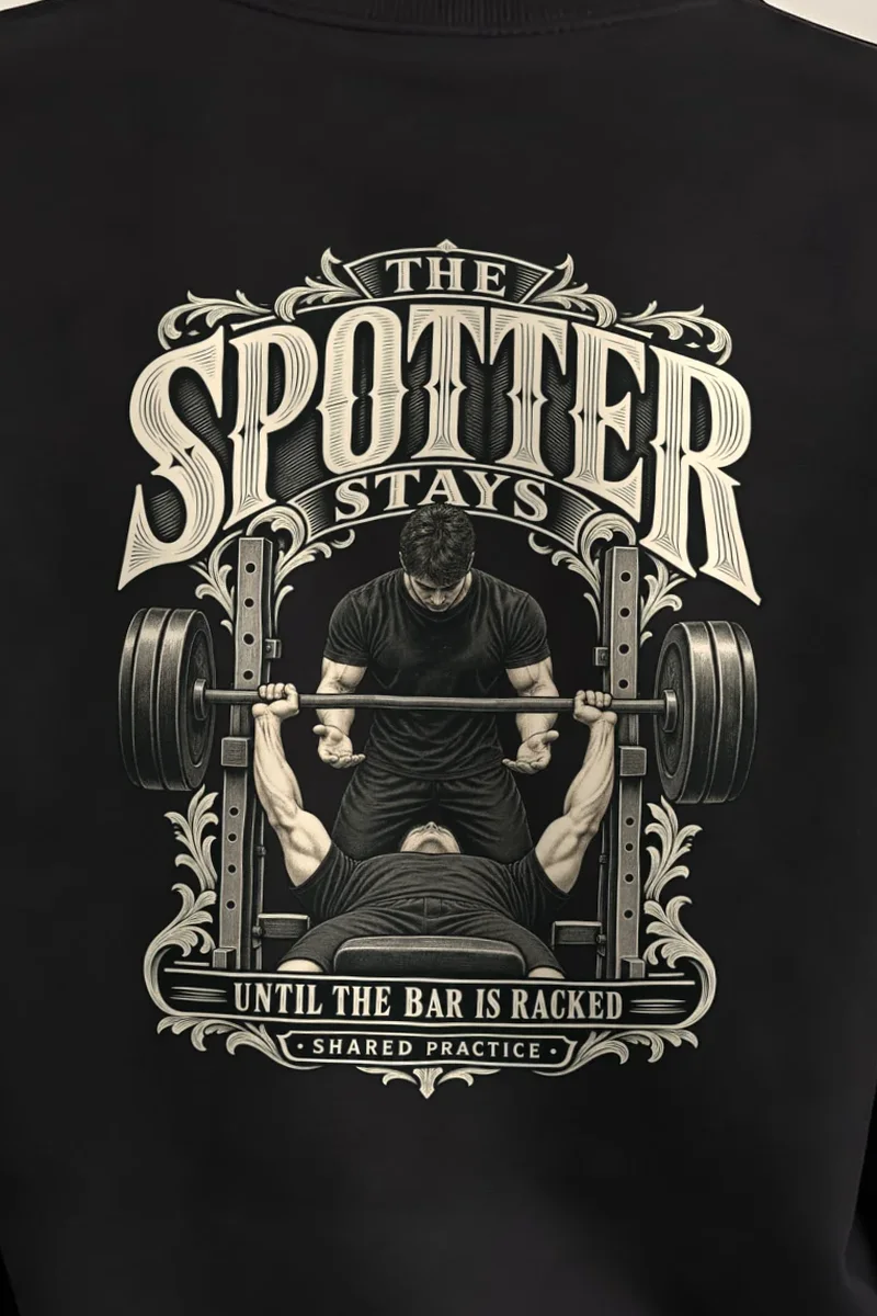 "The Spotter Stays" Heavy Blend Unisex Crewneck Sweatshirt - the graphic up close