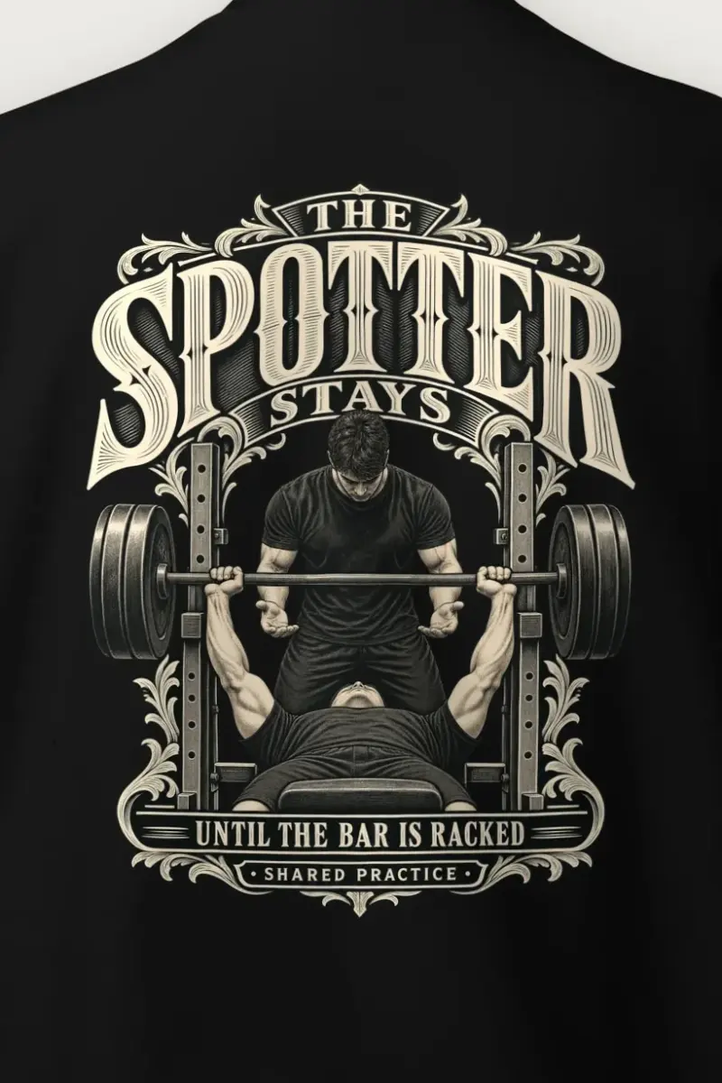 "The Spotter Stays" Heavy Blend Unisex Crewneck Sweatshirt - the graphic up close