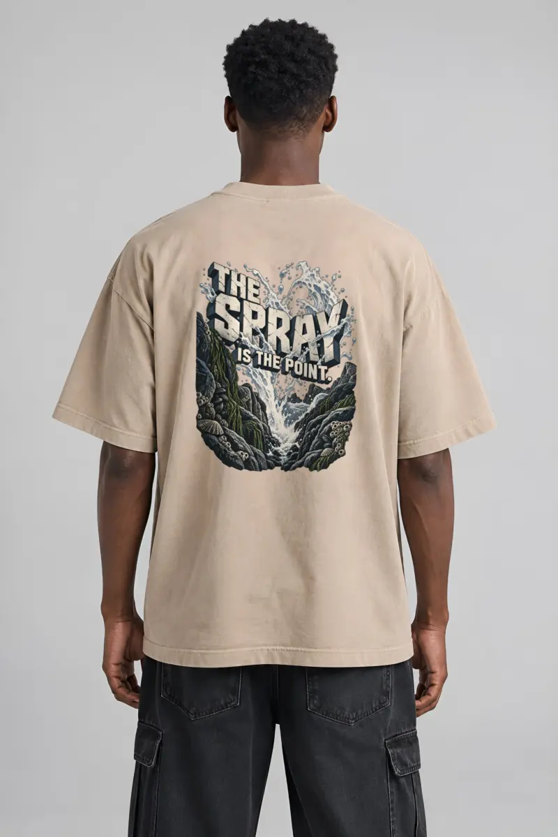 “The Spray Is the Point” Men’s Oversized Heavyweight Crewneck T-Shirt