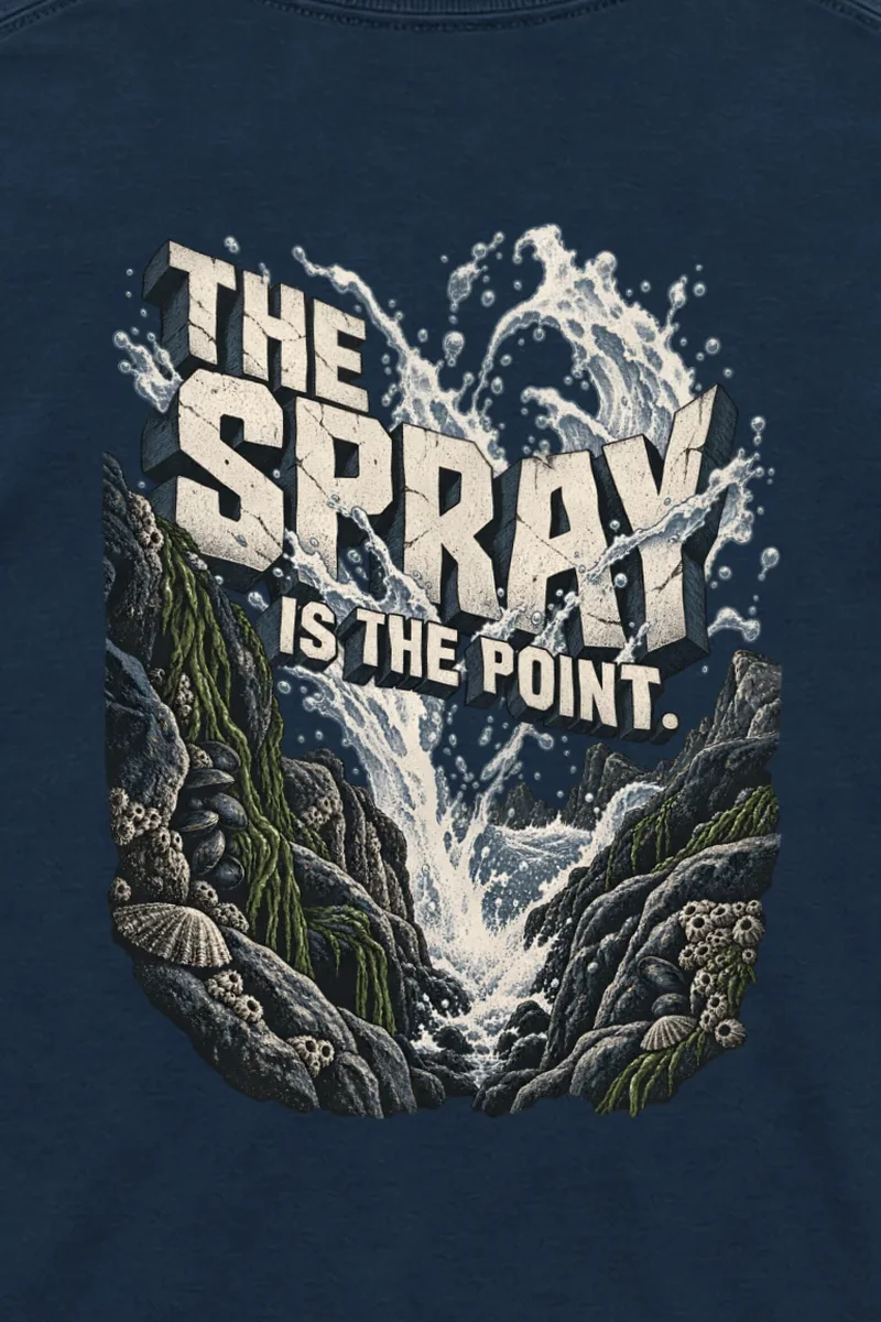 "The Spray Is the Point" Unisex Longsleeve T-shirt - the graphic up close