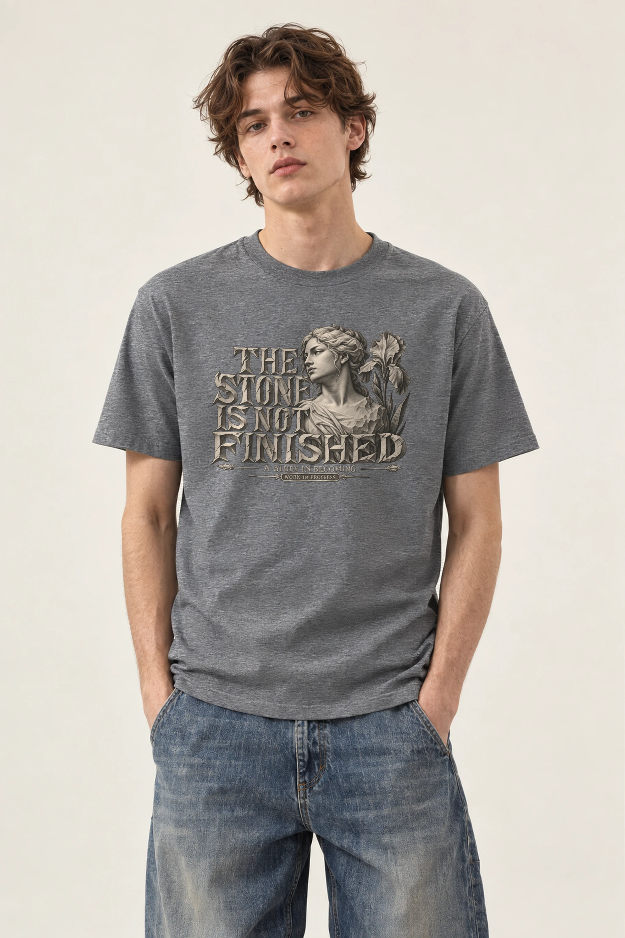 "THE STONE IS NOT FINISHED" Heavyweight Unisex Crewneck T-shirt