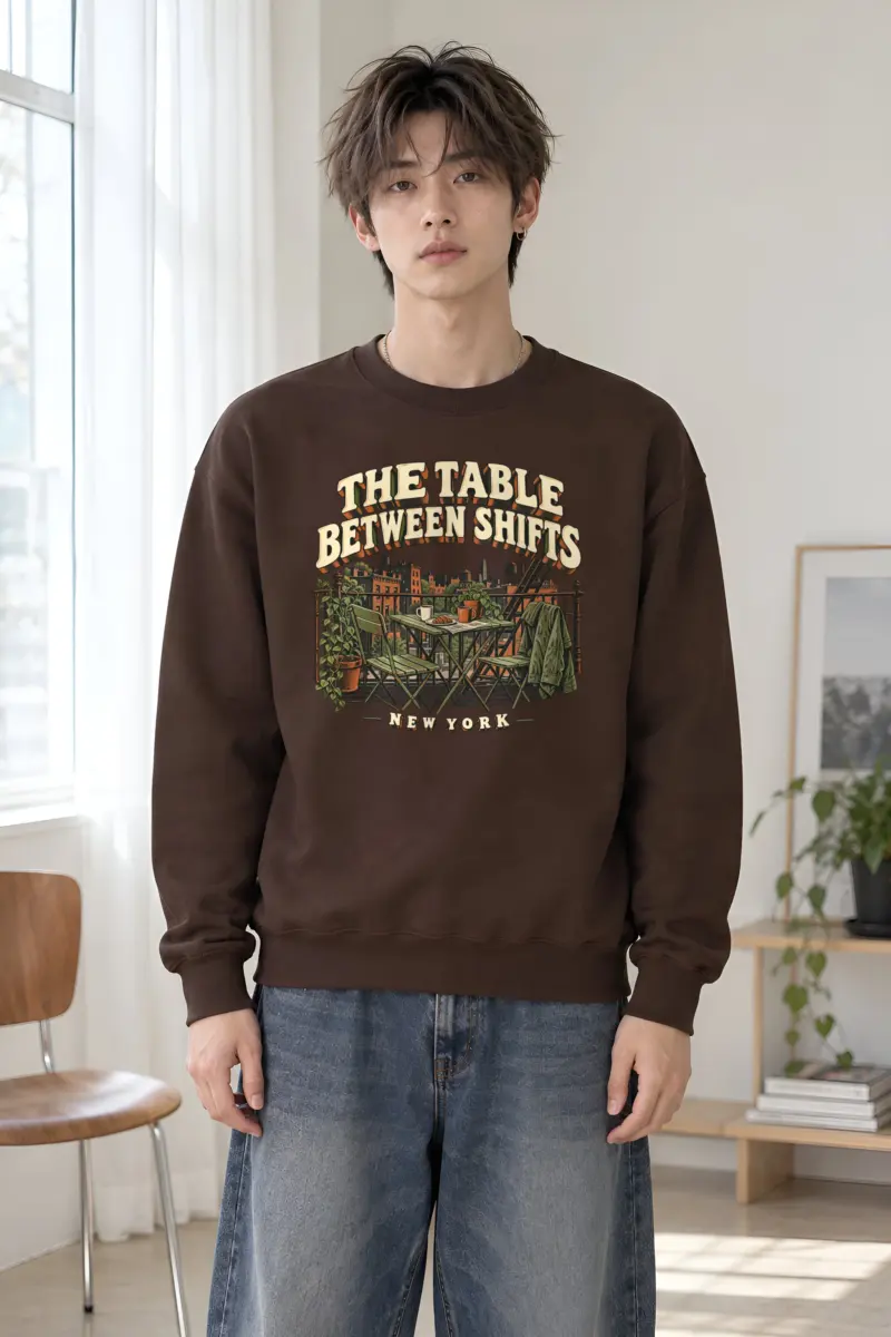 "The Table Between Shifts New York" Heavy Blend Unisex Crewneck Sweatshirt
