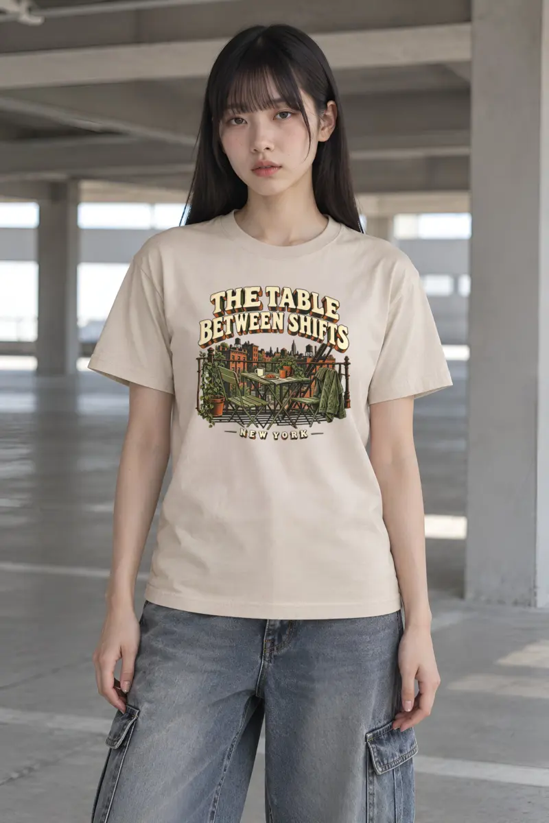 "THE TABLE BETWEEN SHIFTS NEW YORK" Heavyweight Unisex Crewneck T-shirt