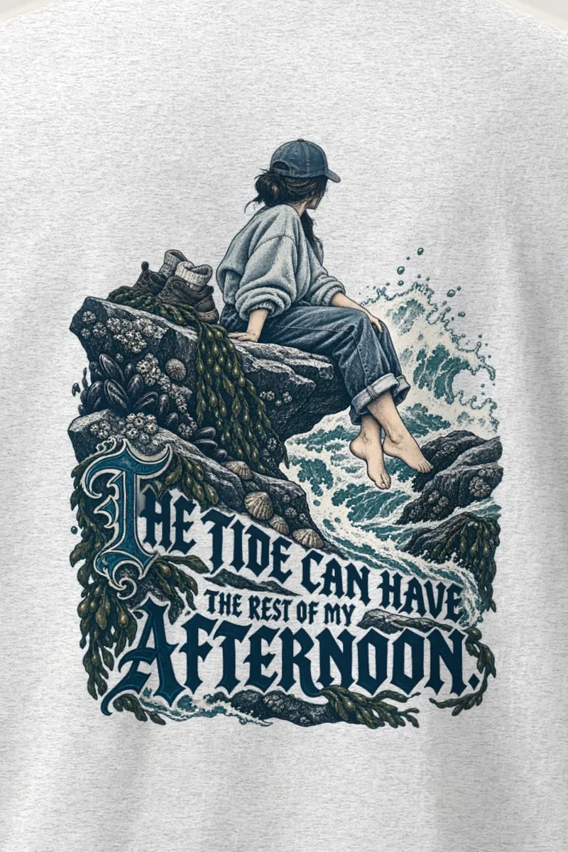 "The Tide Can Have The Rest" Heavyweight Unisex Crewneck T-shirt - the graphic up close