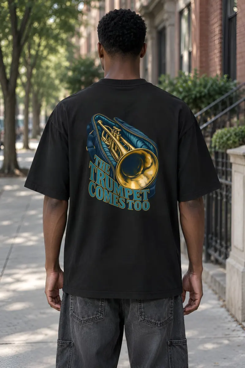 “The Trumpet Comes Too” Men’s Oversized Heavyweight Crewneck T-Shirt