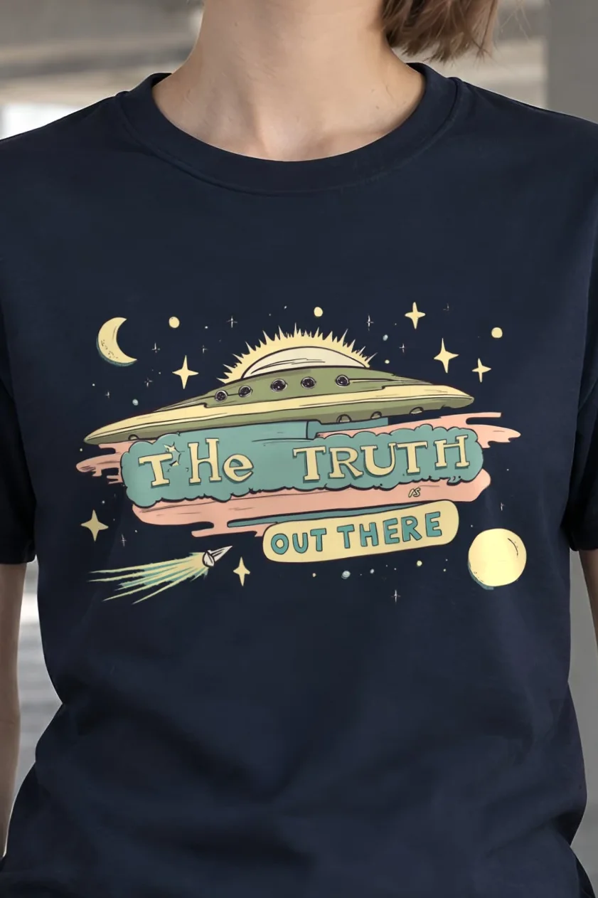 "The Truth Out There" Heavyweight Unisex Crewneck T-shirt - the graphic up close