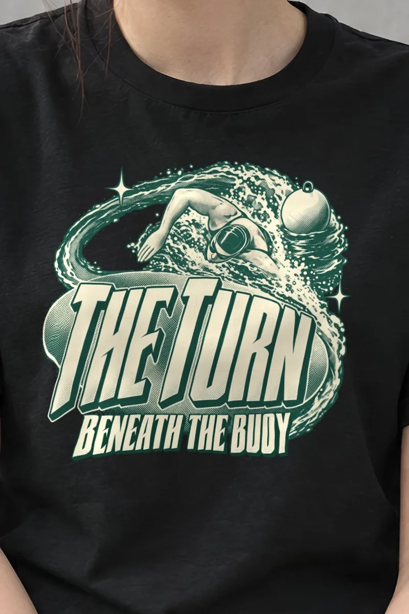 "THE TURN BENEATH THE BUOY" Heavyweight Unisex Crewneck T-shirt - the graphic up close