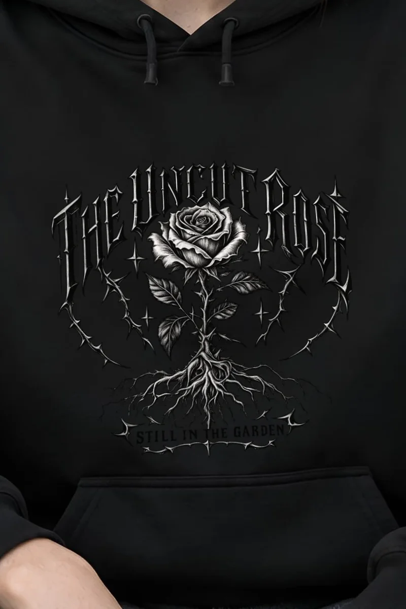 "The Uncut Rose" Heavy Blend Unisex Pullover Hoodie - the graphic up close