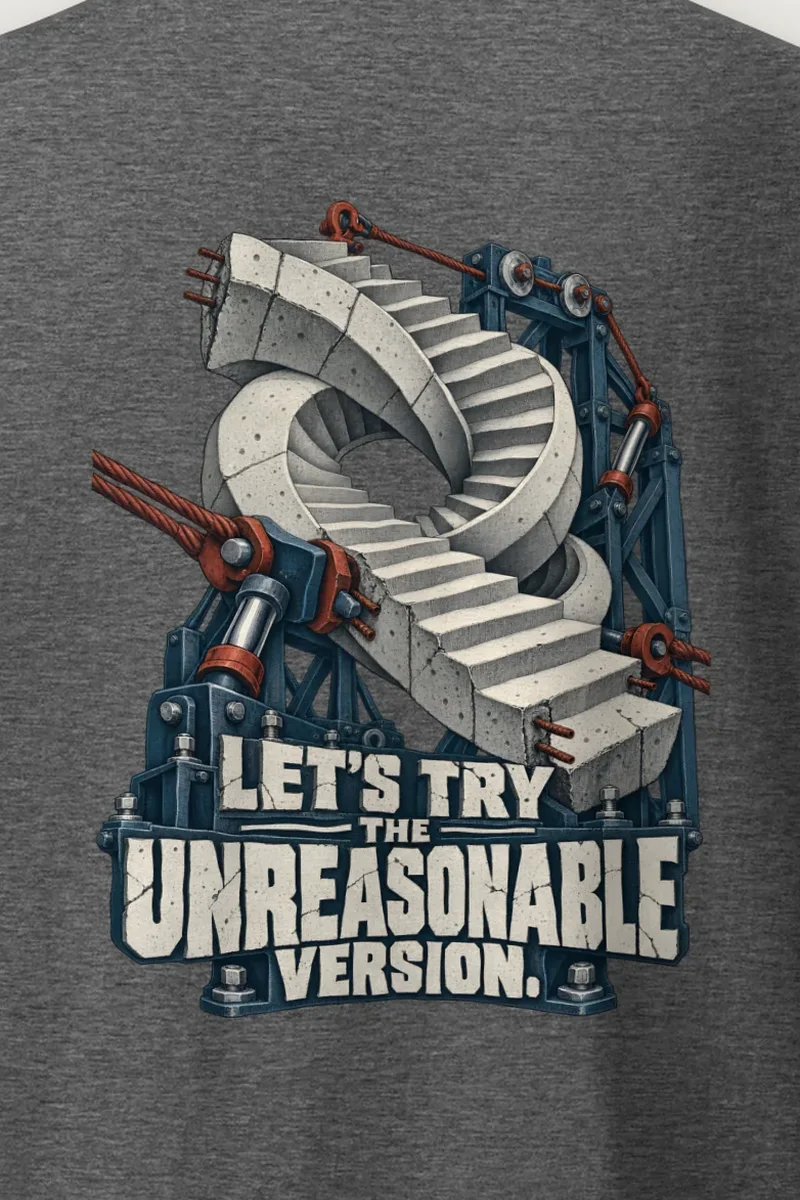 "The Unreasonable Version" Heavyweight Unisex Crewneck T-shirt - the graphic up close