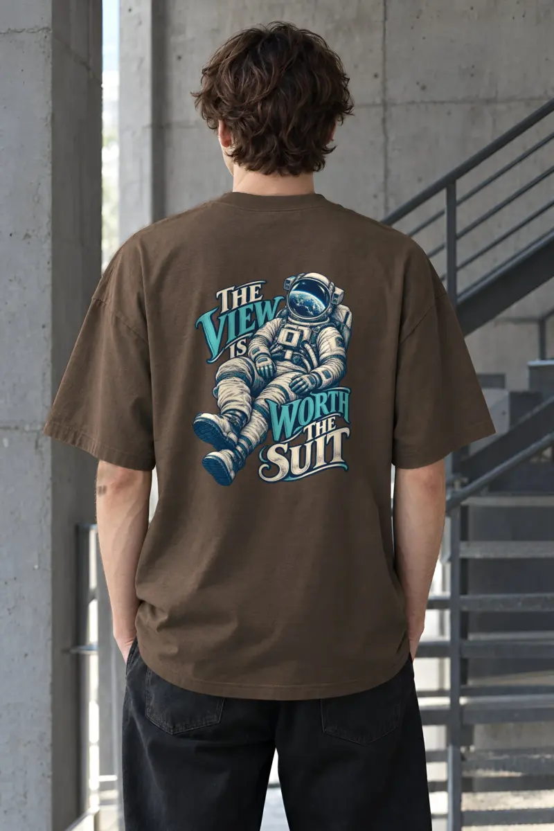 "The View Is Worth the Suit" Unisex Oversized Heavyweight Crewneck T-Shirt
