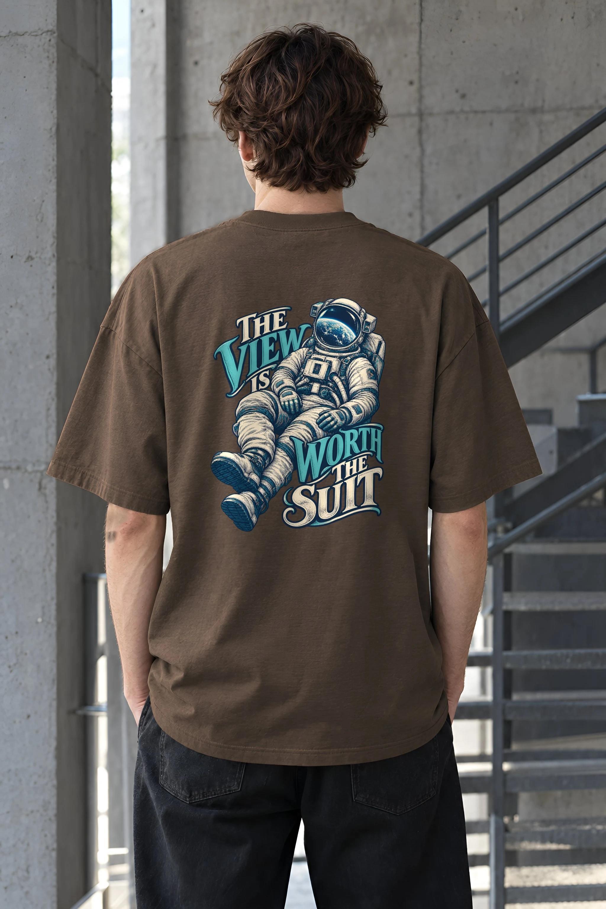 "The View Is Worth the Suit" Men's Oversized Heavyweight Crewneck T-Shirt