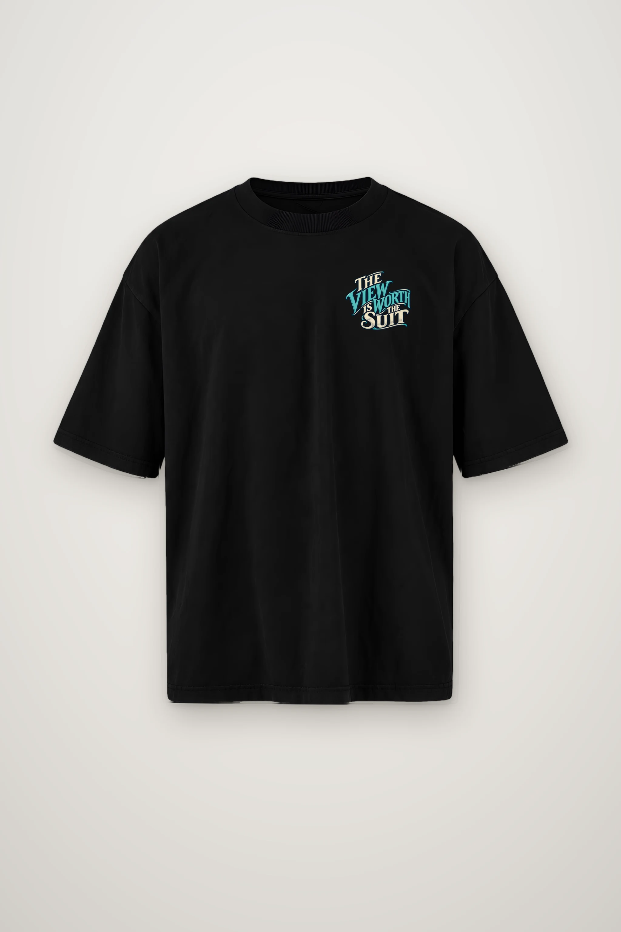 "The View Is Worth the Suit" Men's Oversized Heavyweight Crewneck T-Shirt