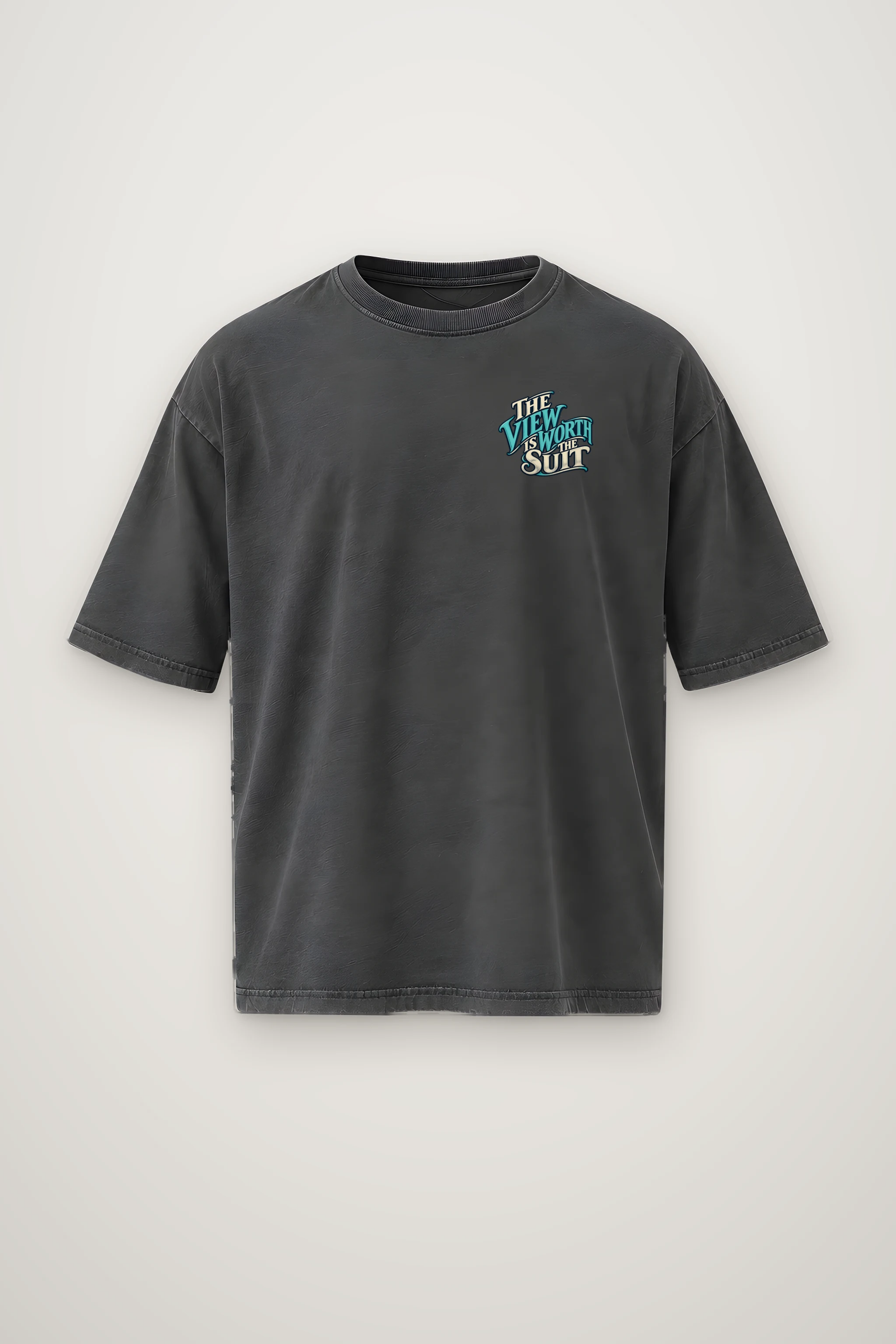 "The View Is Worth the Suit" Men's Oversized Heavyweight Crewneck T-Shirt