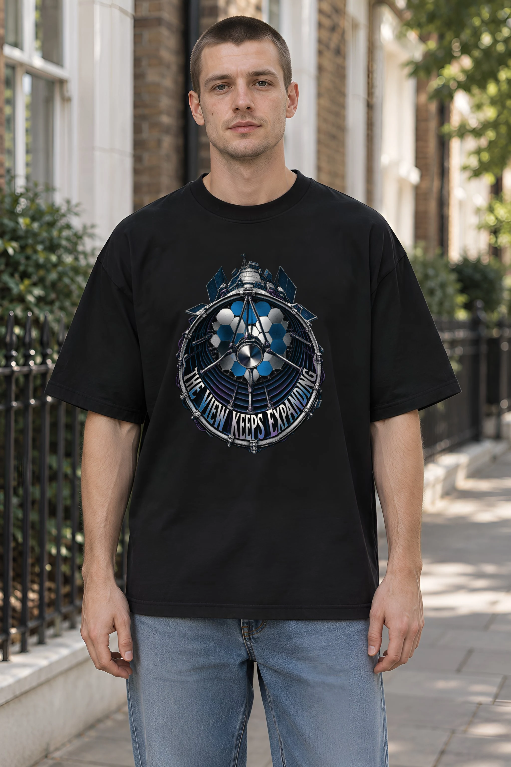 "The View Keeps Expanding" Men's Oversized Heavyweight Crewneck T-Shirt