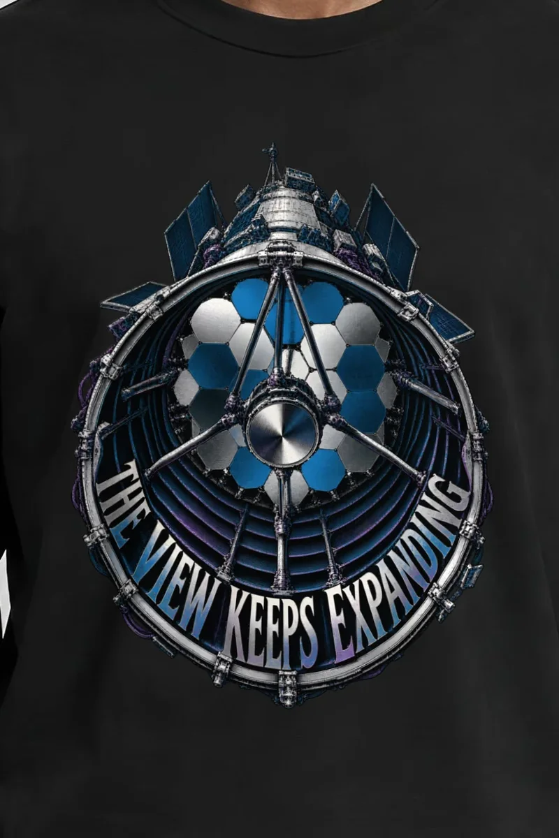 "The View Keeps Expanding" Unisex Longsleeve T-shirt - the graphic up close