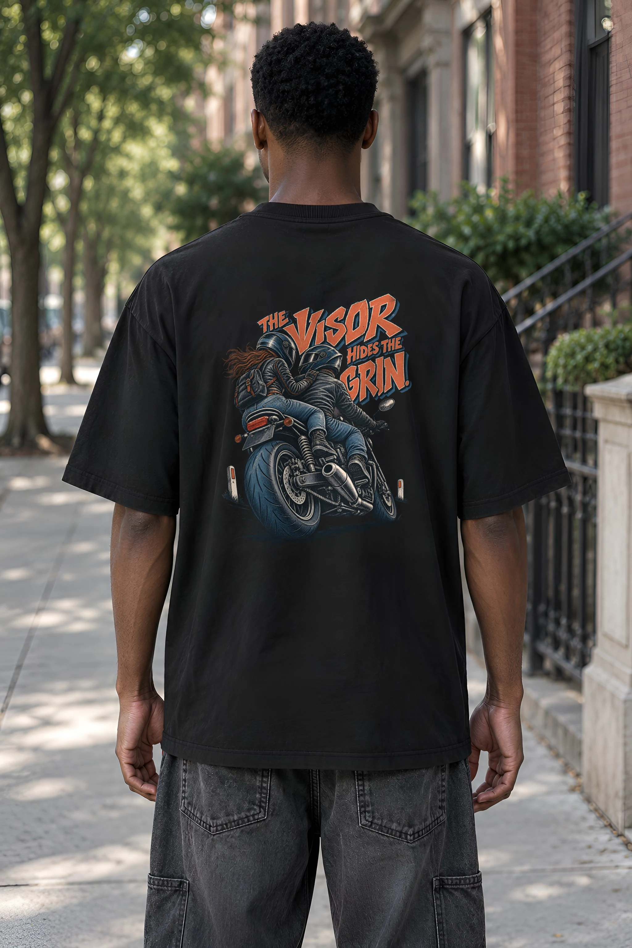"The Visor Hides The Grin" Men's Oversized Heavyweight Crewneck T-Shirt