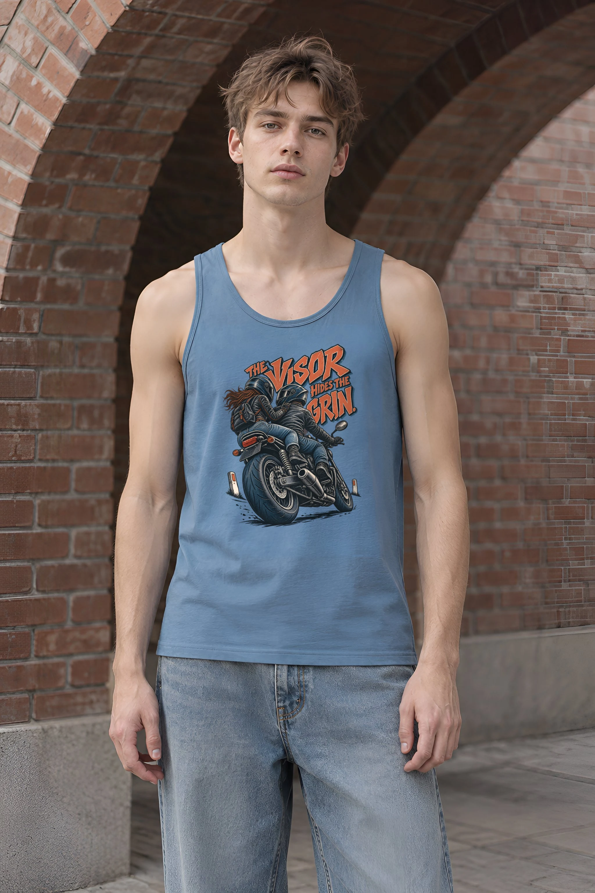 "The Visor Hides the Grin" Unisex Jersey Tank