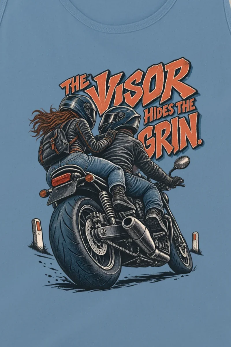 "The Visor Hides the Grin" Unisex Jersey Tank - the graphic up close