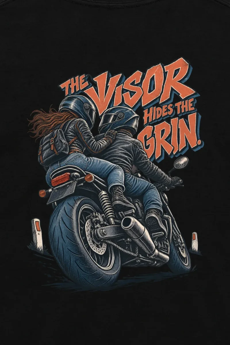"The Visor Hides the Grin" Unisex Longsleeve T-shirt - the graphic up close
