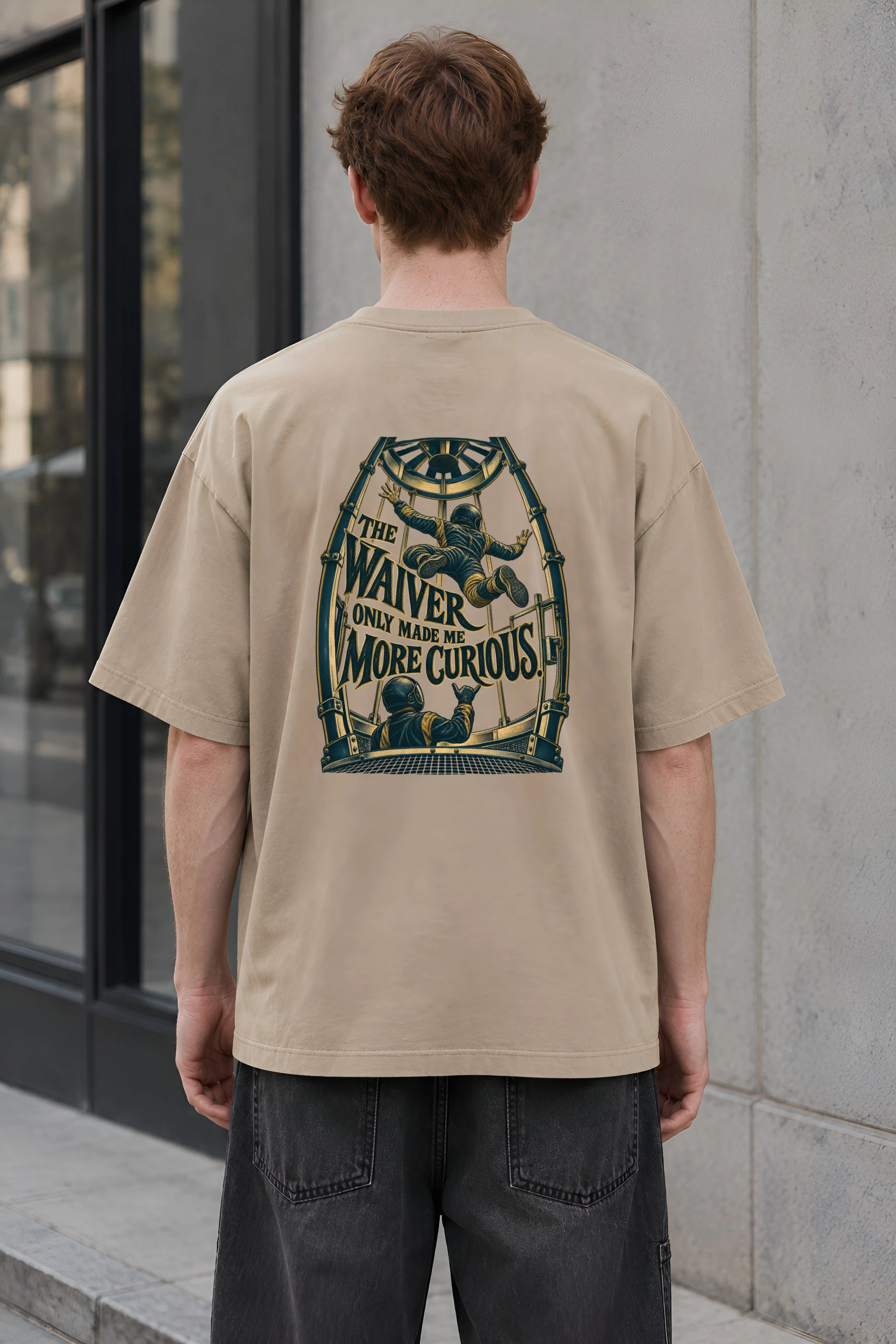"The Waiver Only Made Me More Curious" Men's Oversized Heavyweight Crewneck T-Shirt