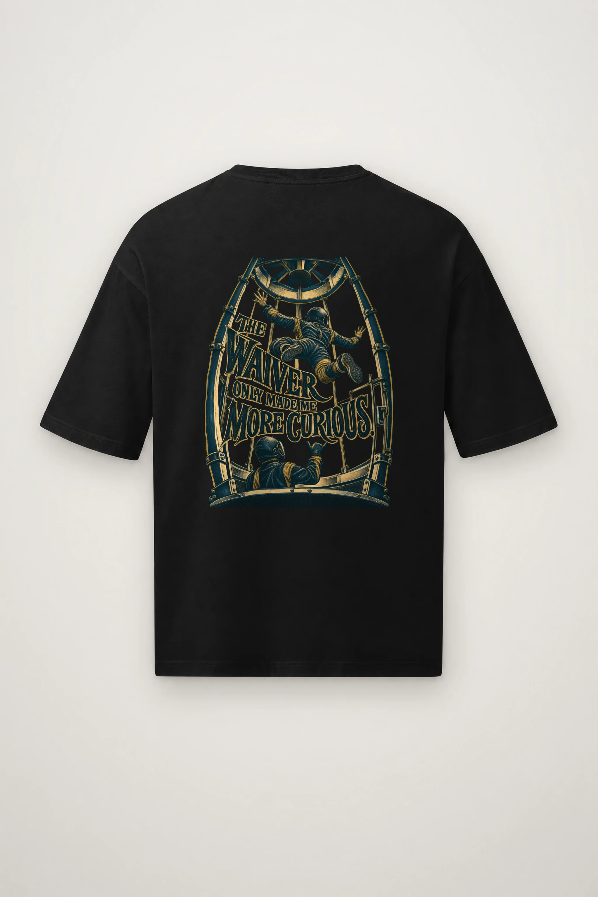 "The Waiver Only Made Me More Curious" Men's Oversized Heavyweight Crewneck T-Shirt