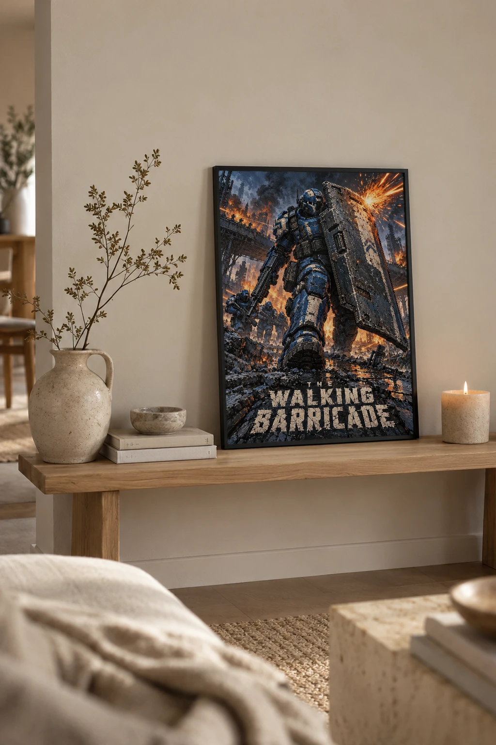 "The Walking Barricade" Premium Wooden Framed Poster