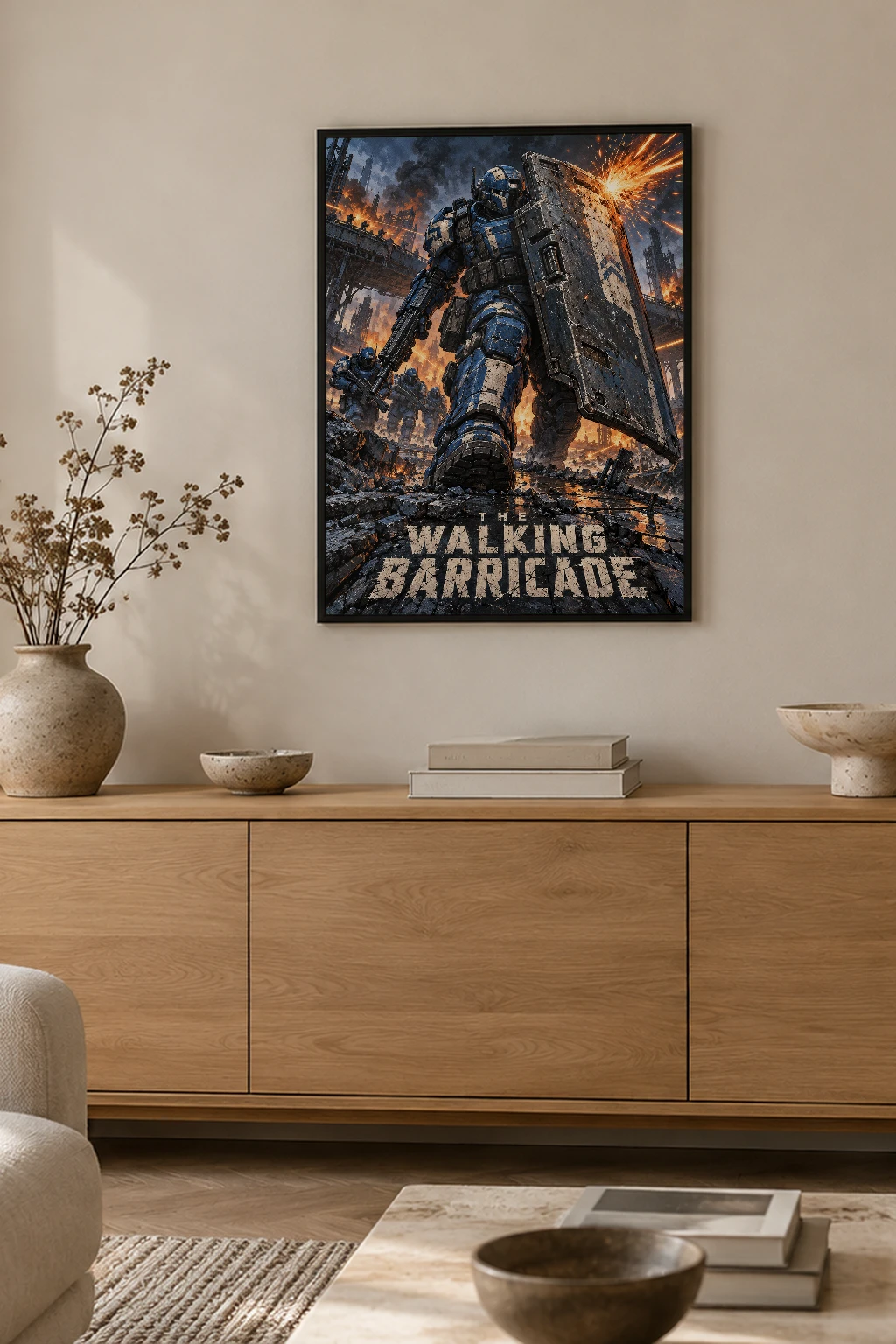 "The Walking Barricade" Premium Wooden Framed Poster