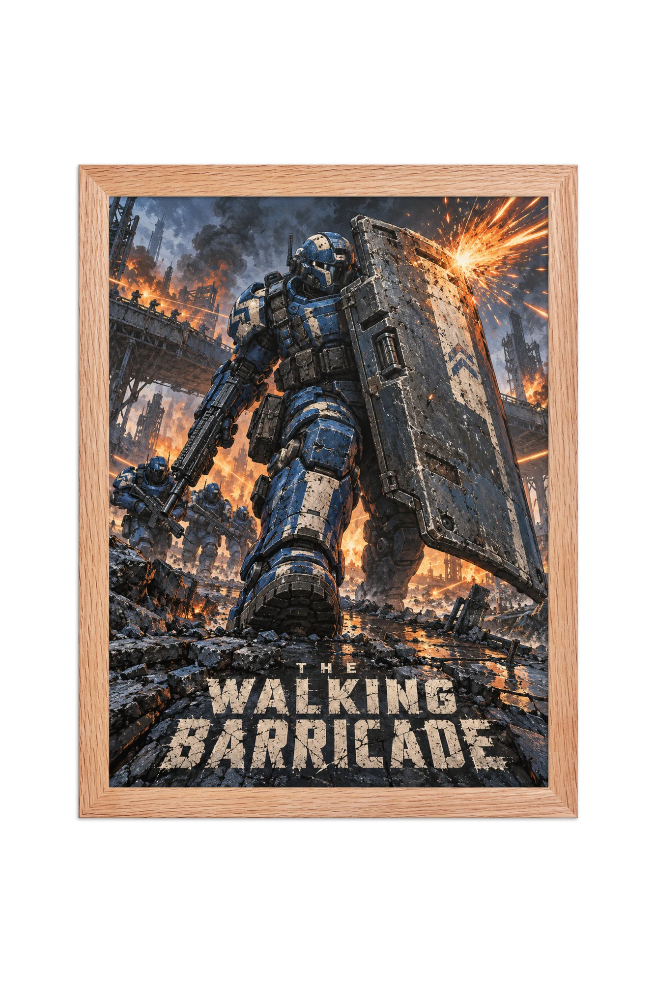 "The Walking Barricade" Premium Wooden Framed Poster
