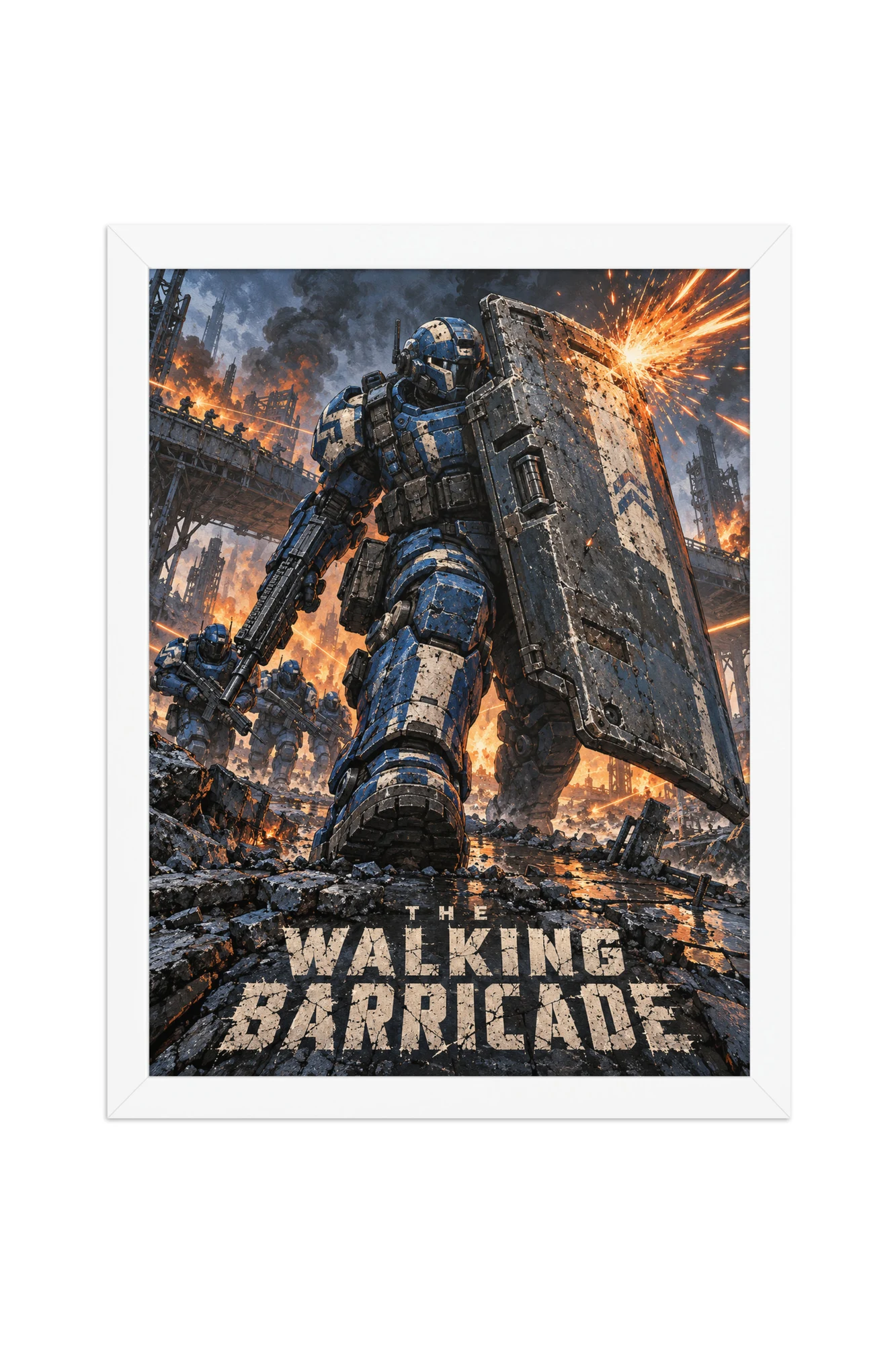 "The Walking Barricade" Premium Wooden Framed Poster