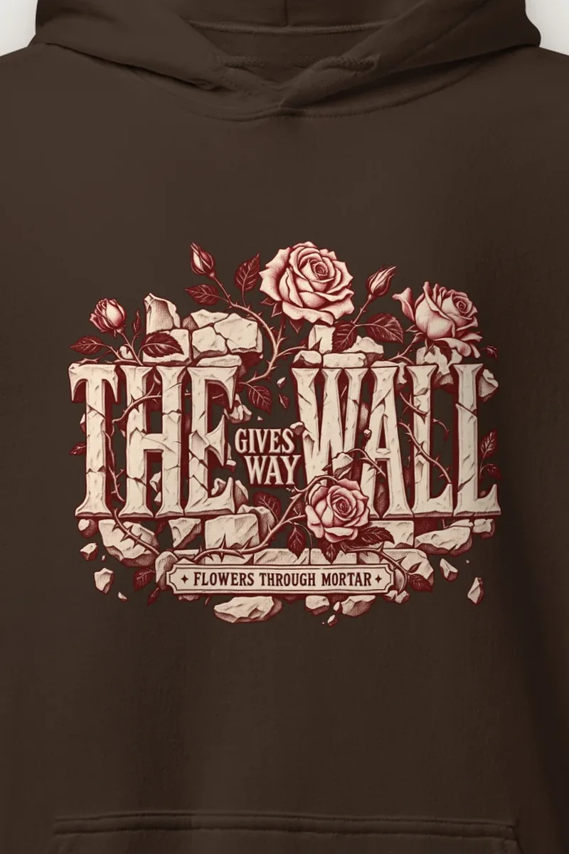 "The Wall Gives Way" Heavy Blend Unisex Pullover Hoodie - the graphic up close